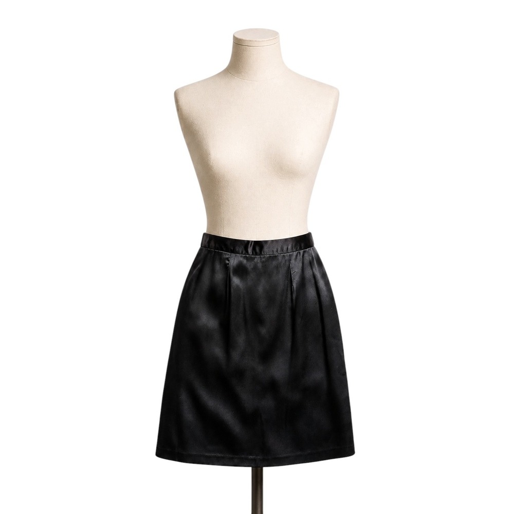 Vintage Stefano Black Satin Skirt Womens 9 High Waist USA Acetate‎ As is read
